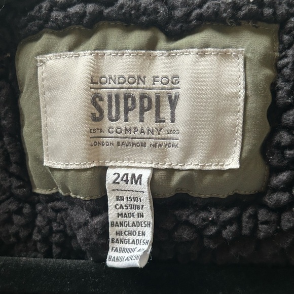 London Fog Green Sherpa Lined Hooded Puffer Winter Jacket Toddler Boys Size 24M - Picture 6 of 7